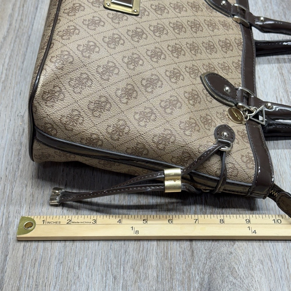 ☆ Guess Logo Print Satchel Handbag Purse + Wallet Brown Multicolor Please Read - Picture 14 of 16